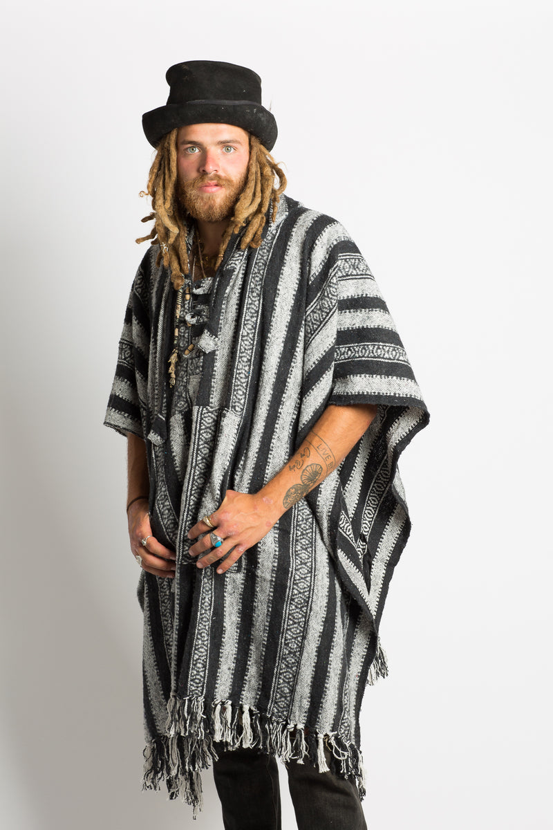 Handmade Black Nepalese Poncho - Hippie Hut Australia