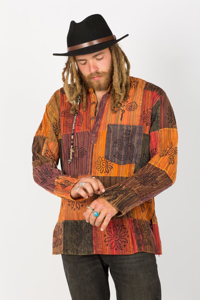 Handmade Red Nepalese Shirt - Hippie Hut Australia 