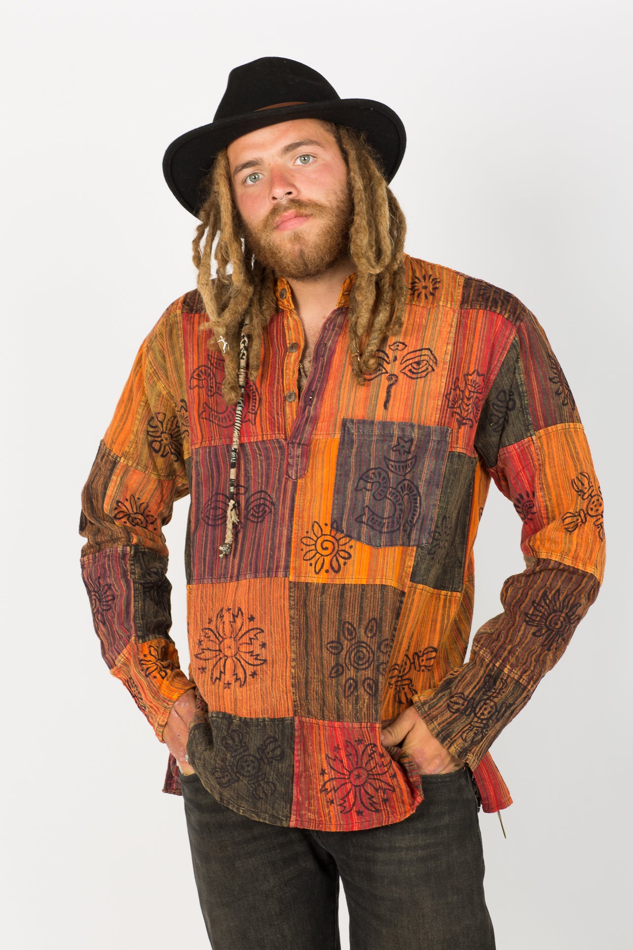 Handmade Red Nepalese Shirt - Hippie Hut Australia 