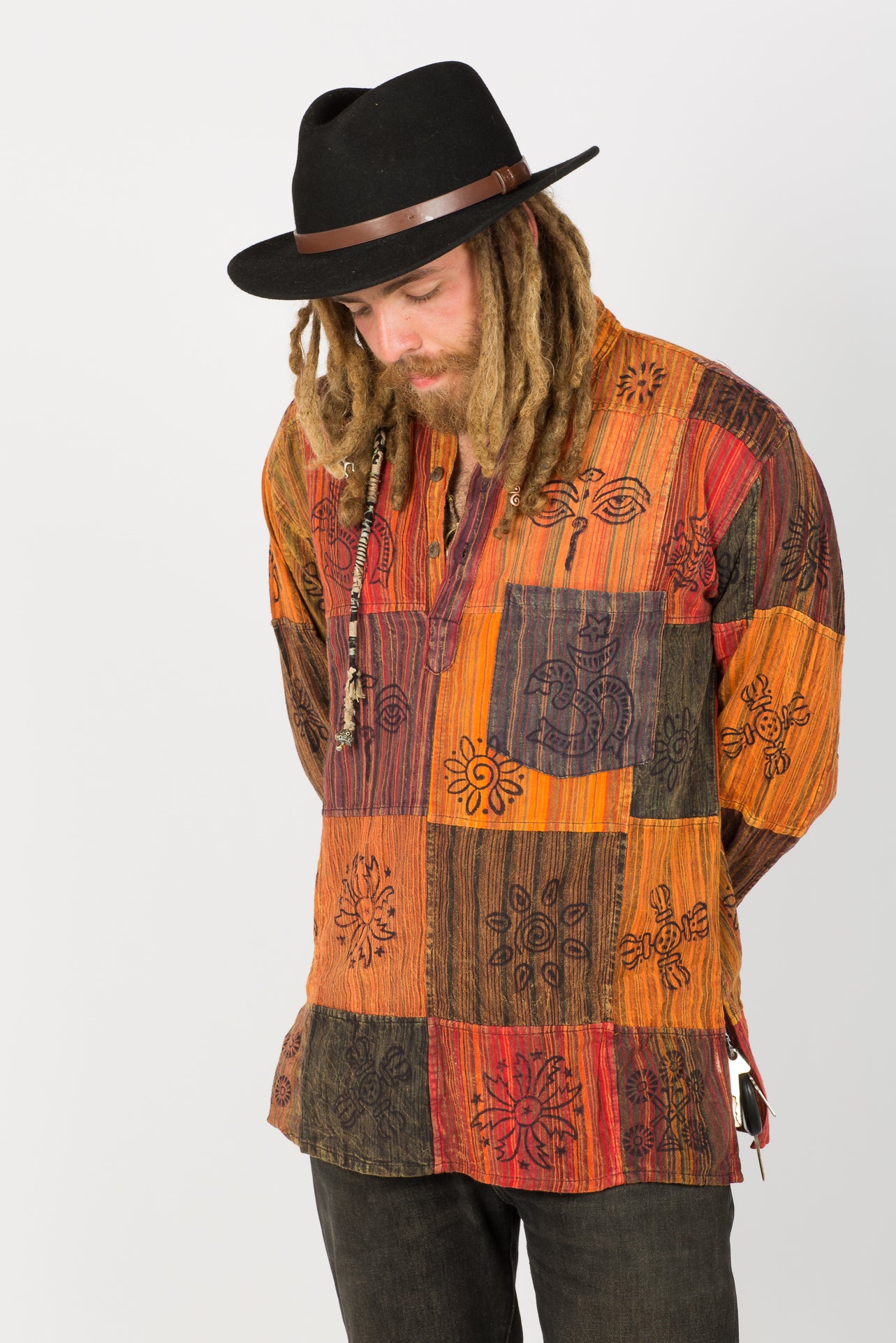 Handmade Red Nepalese Shirt - Hippie Hut Australia 