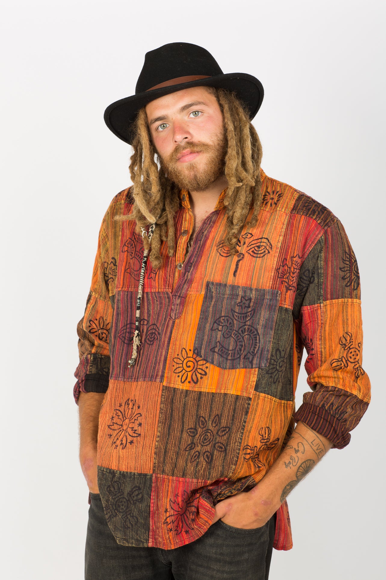 Handmade Red Nepalese Shirt - Hippie Hut Australia 