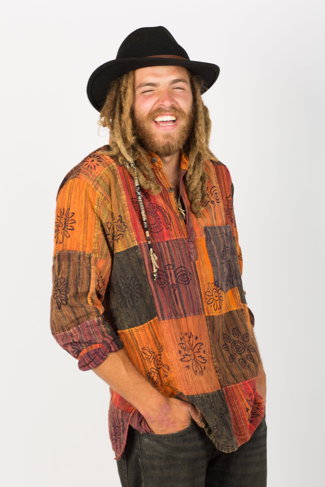 Handmade Red Nepalese Shirt - Hippie Hut Australia 