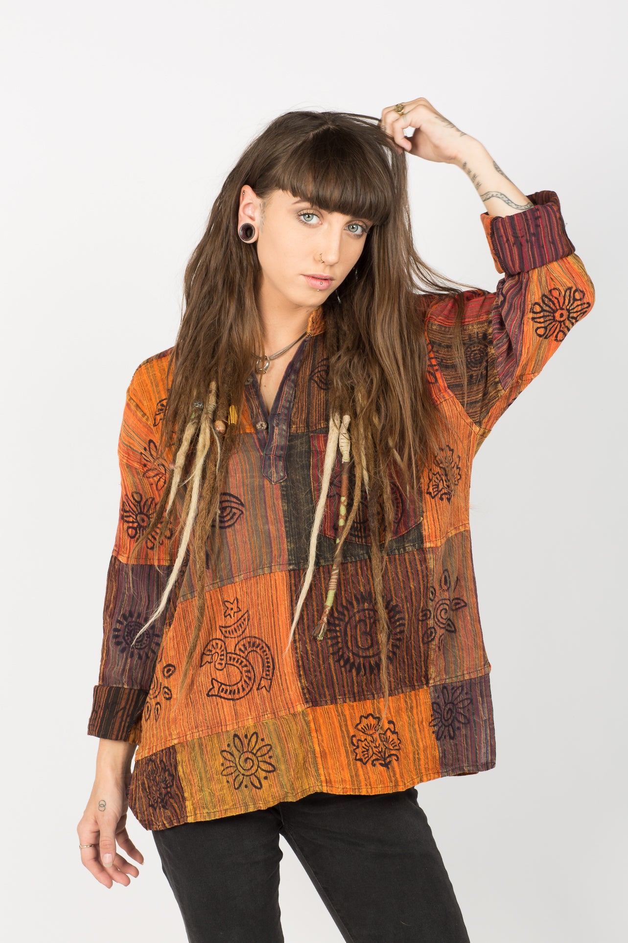 Handmade Red Nepalese Shirt - Hippie Hut Australia 