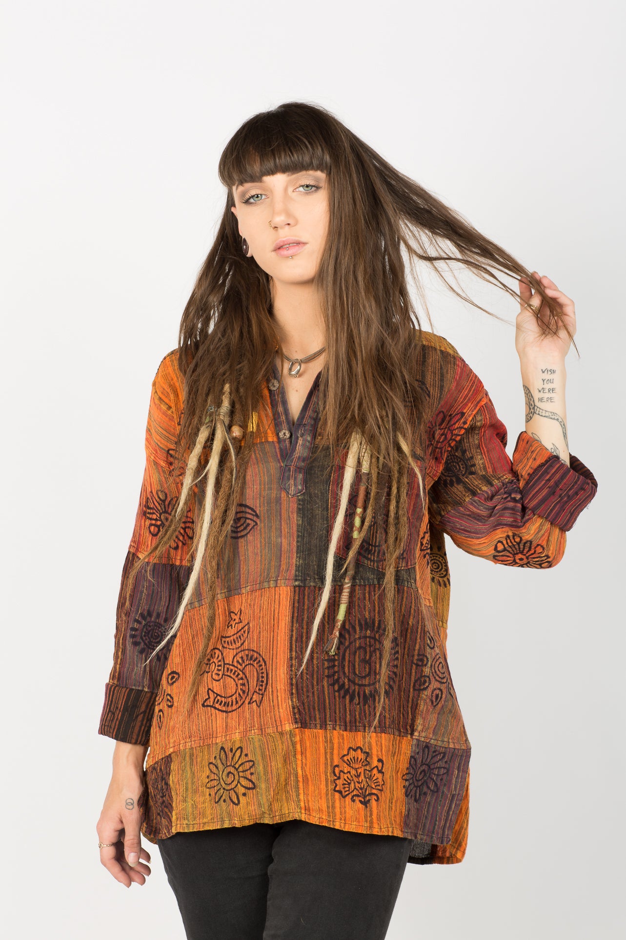Handmade Red Nepalese Shirt - Hippie Hut Australia 