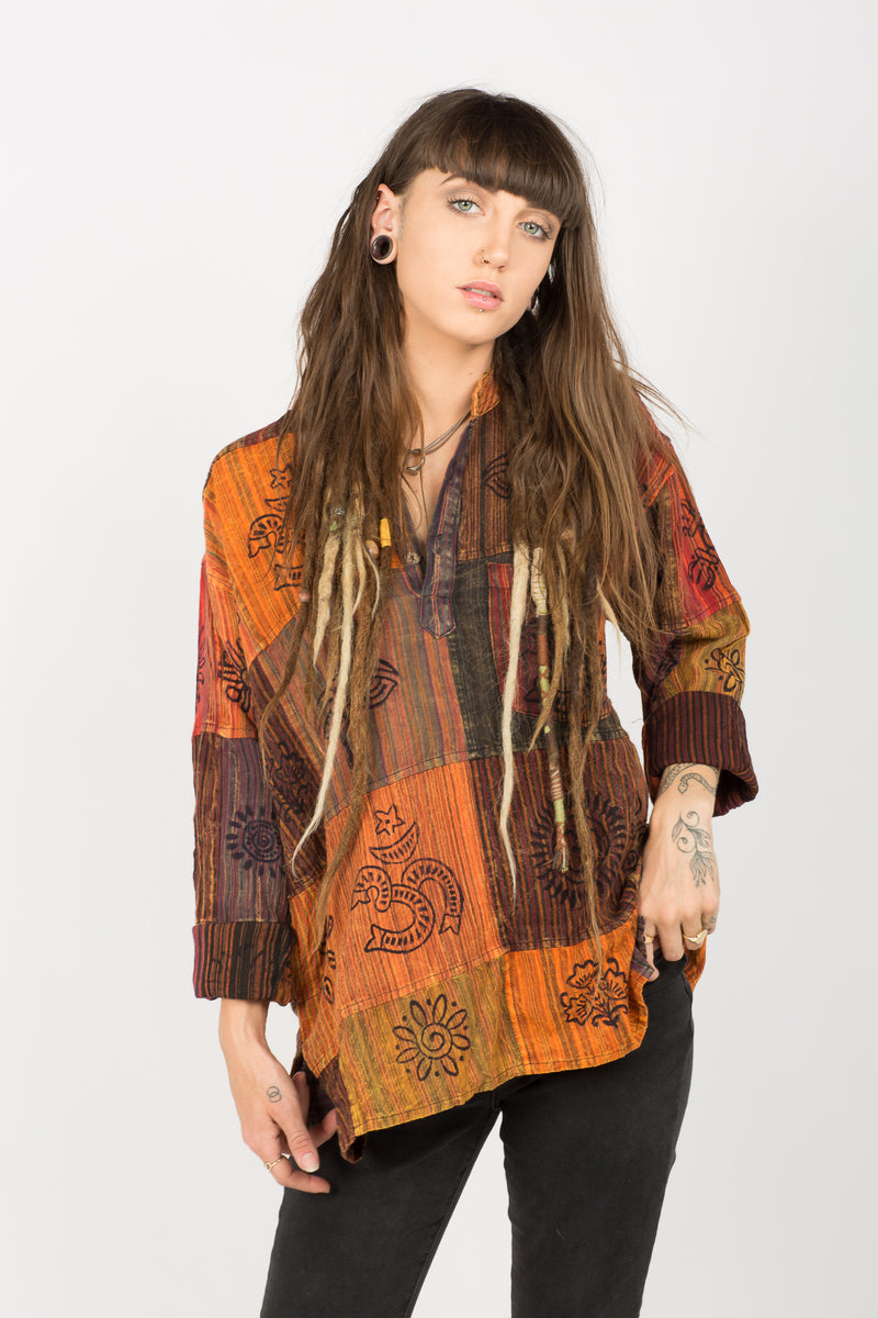 Handmade Red Nepalese Shirt - Hippie Hut Australia